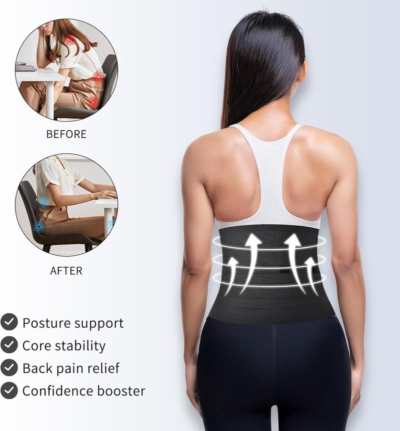 Lisacool Waist Trainer for Women Stomach Bandage Wrap Waist Band Long Torso Tummy Wraps Belly Body Shaper Waist Trimmer Belt - Image 5